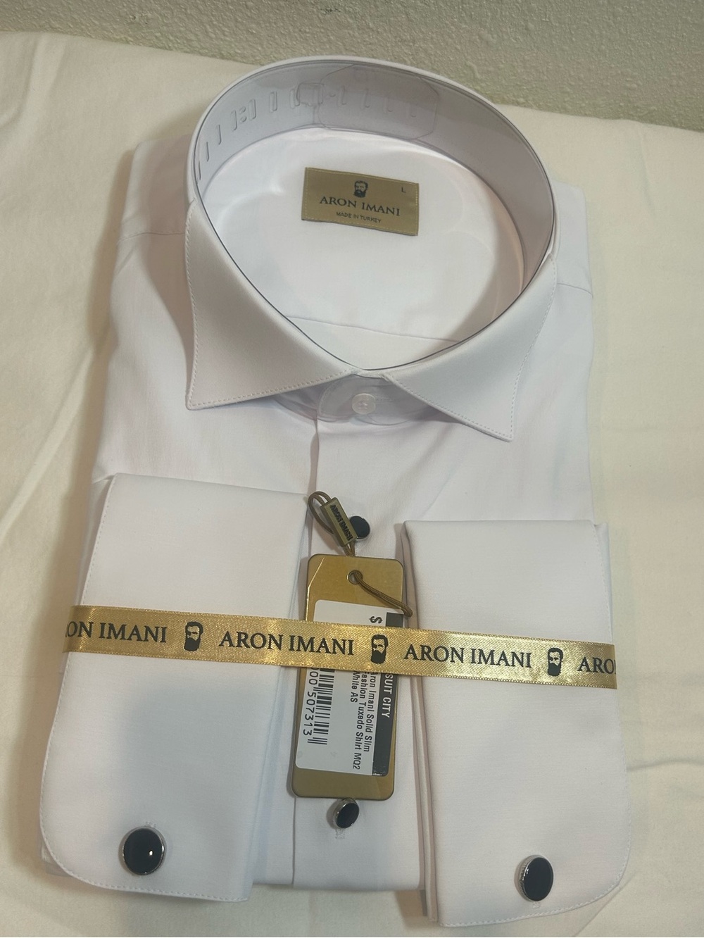 IMAN White Dress Shirt with Contrast Cufflinks